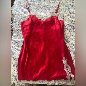 red victoria’s secret slip dress